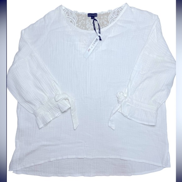 Coco + Carmen White Cotton Lace Detail Blouse NWT Size S/M - Picture 5 of 7